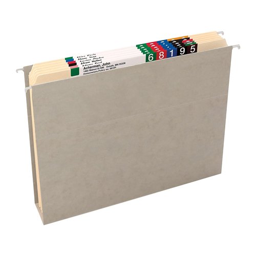 Smead TUFF Extra Capacity Box Bottom Hanging Folder, 2" Expansion, 1/3-Cut Easy Slide Tab, Letter Size, Steel Gray, 18 Per Box (64240)