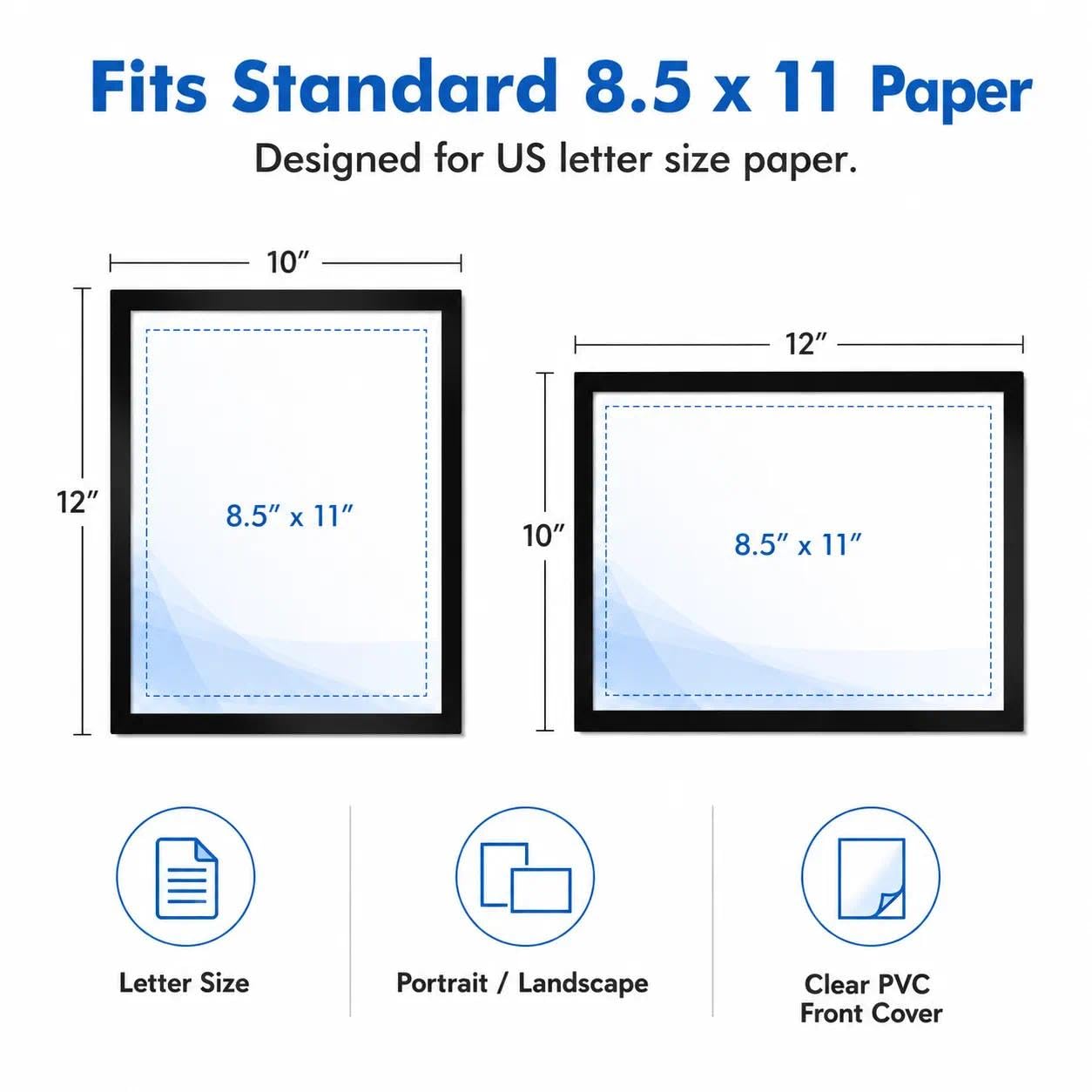 Magnetic Sign Holder 8.5 x 11, 5 Pack Self Adhesive Magnetic Frame for Letter Size Paper, Clear PVC Quick Change Sign Display Sleeve for Glass, Wall, Office, Store & Restaurant