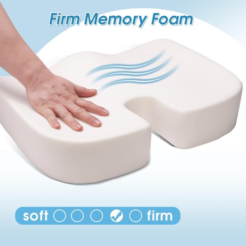NAJOFAN 4-Inch Thick Firm Memory Foam Seat Cushion for Tailbone, Hip & Sciatica Pain Relief, Ideal for Office & Car, with Extra Mesh Cover, Easy to Clean, Perfect for Seniors