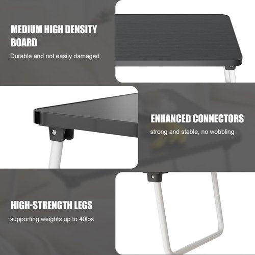 Lap Desks Laptop Tray for Bed or Couch,Portable Breakfast Serving Tray with Folding Legs,Foldable & Lightweight Mini Table, Laptop Stand for Working, Reading and Writing,Black