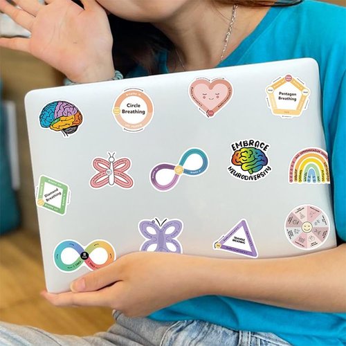 Skiennix 50Pcs Sensory Stickers - Waterproof Vinyl Decals for Bikes, Laptops & Water Bottles
