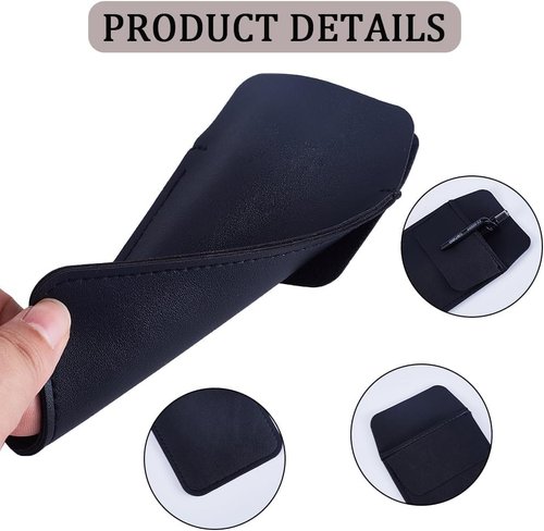 CTFRQC Pocket Protector, 1 Pack PU Leather Heavy Duty Pen Holder Pouch for Shirts, Lab Coats, Pants - Multi-Purpose - Holds Pens, Pointers, Pencils, and Notes （Black）