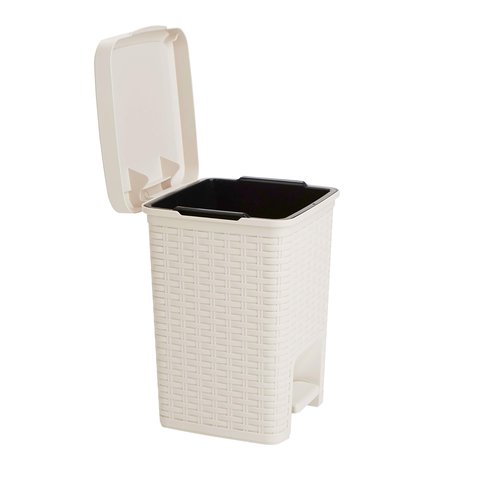 Mind Reader Trash Can, 5.5L (1.5 gal) Capacity, Bathroom Decor, Hands Free Lid, Square, 7.75" L x 7.75" W x 11" H, Ivory