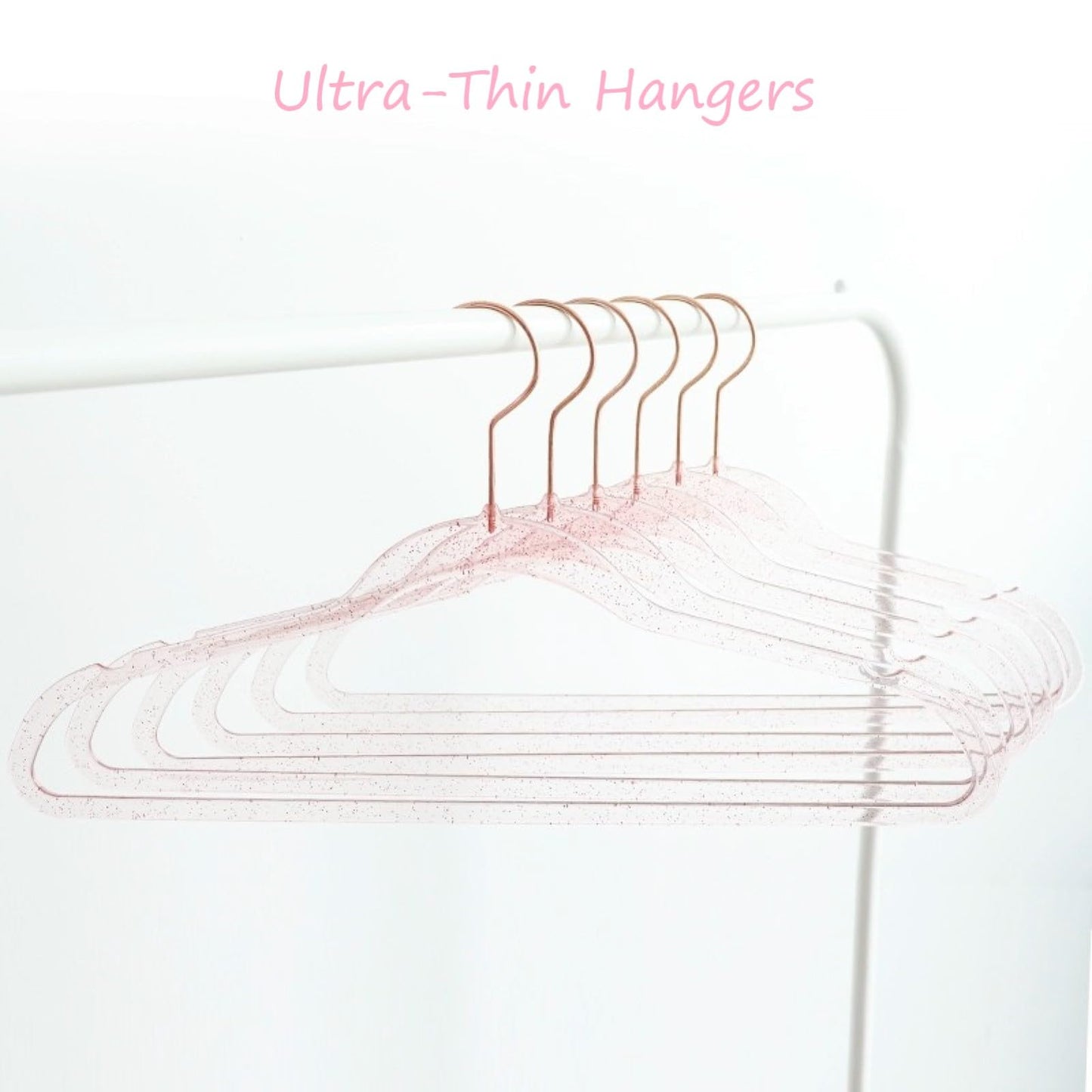 Pink Clothes Hangers 16", 20 Pack Plastic Clear Coat Hanger for Adult Closet, Durable Bling Ganchos de Ropa with Swivel Hook, Notched Shoulders & Ultra-Thin Space Saving Laundry Hanger for Dress Suits