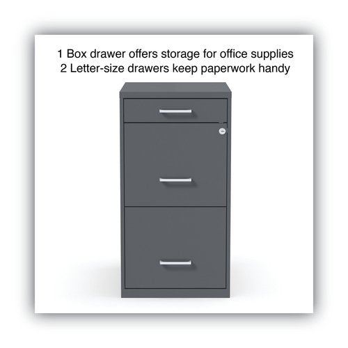 Alera Soho Vertical File Cabinet, 3 Drawers: Pencil/File/File, Letter, Charcoal, 14" X 18" X 26.9"
