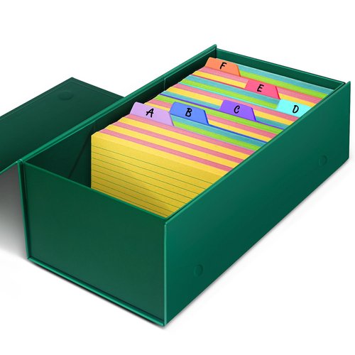 3x5 Index Card Holder Fits Dividers, 3.5x5.5 Inches Index Card Storage Box, Large Capacity - 1 Pack, Green