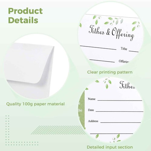 600 Pcs Church Offering Envelopes Tithe and Offering Donation Envelopes, 6.3×3.1" Bill Size Envelope Checks and Cash Envelopes for Christian Religious Occasions Supplies