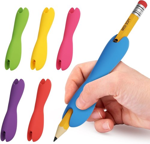 ELETIUO Pencil Grips - Ergonomic Silicone Holders for Kids & Adults | 6-Pack in Assorted Colors