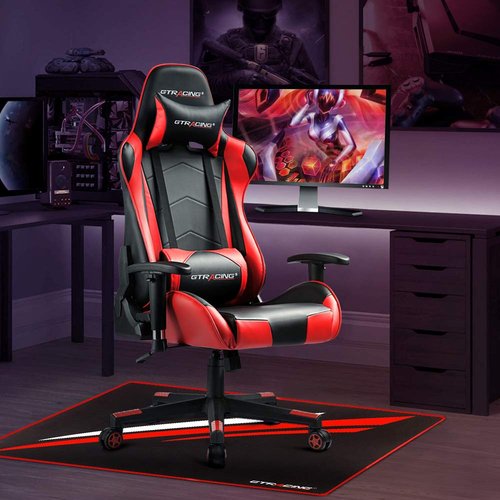 GTRACING Gaming Chair Mat for Hardwood Floor 47 x 39 inch Office Computer Gaming Desk Chair Mat for Hard Floor Red,Small Size
