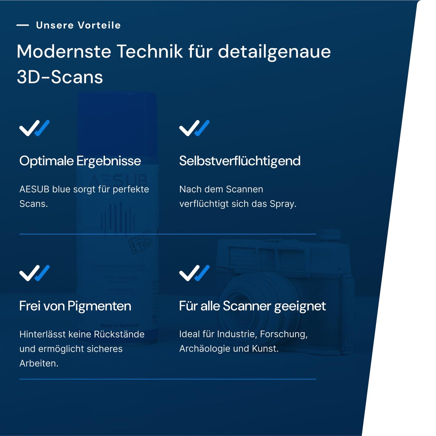 AESUB Blue 3D Scanning Spray - Temporary Matte Coating for Reflective & Transparent Surfaces – Ultra-Thin Anti-Reflection Spray for Accurate 3D Scanning - 400 ml