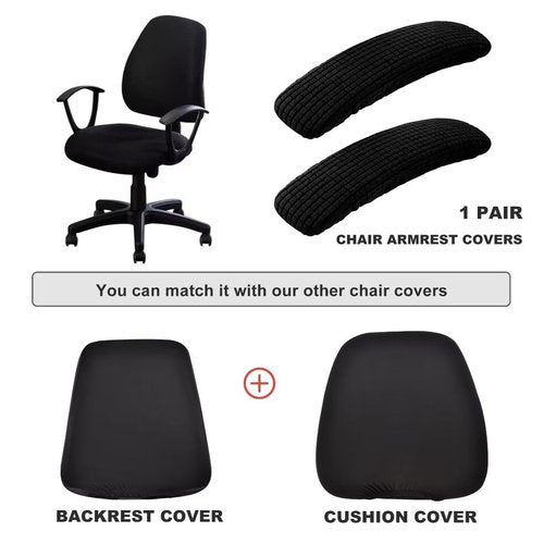 SARAFLORA Office Chair-Arm Cover Stretchable Stain Resistant Spandex Stretch Computer Chair Slipcover for Desk Chairs Arm, Black