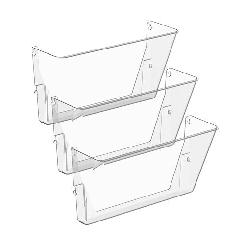 Gawerk 3 Pack Clear Acrylic Single Pocket, Plastic Hanging Wall Mount File Holder for Office Home, Clear
