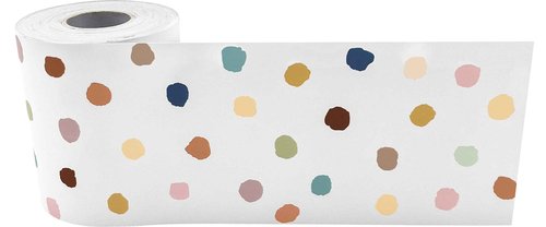Light Mauve Better Than Paper® Bulletin Board Roll and Teacher Created Resources Painted Dots Border Trim