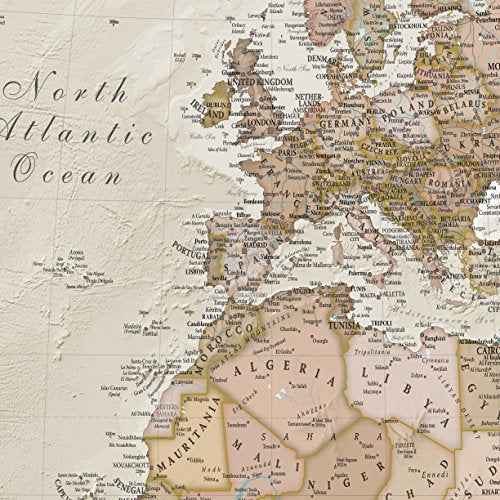 Maps International Giant World Map ? Antique Style Mega-Map Of The World - Laminated - 46 x 80-2025 Updated