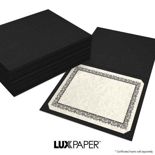 Certificate Holders (9 1/2 x 12) - Deep Black Linen (100 Qty.) | Perfect for Award Recognition, Certificates, Documents and More! | CHEL-185-DDBLK100-100