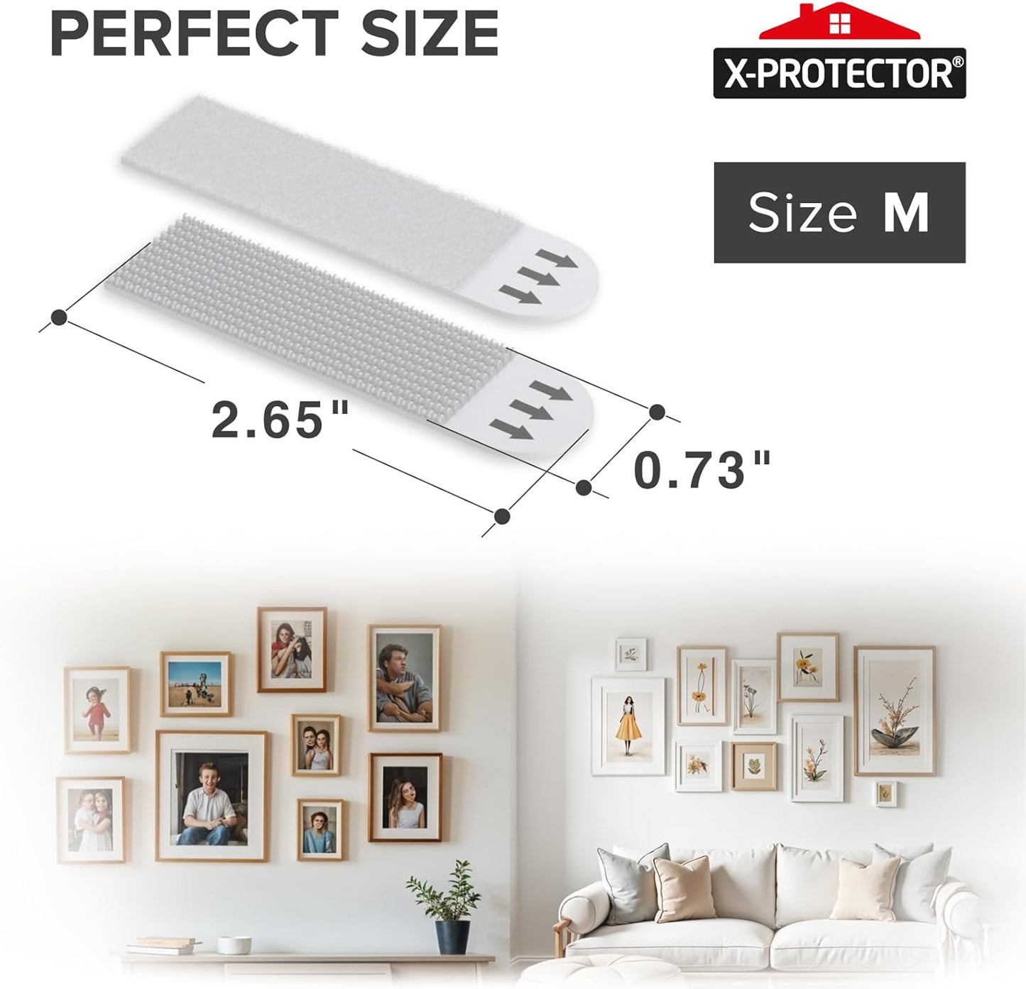 X-Protector Picture Hanging Strips - Heavy Duty Self-Adhesive Hangers for Damage-Free Walls - 20 Pairs, Holds Up to 15 LBS