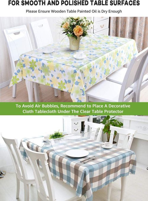 Large Clear Round Dining Table Protector Wood Furniture Tabletop Protective Cover Clear Plastic Tablecloth Round Soft Glass Desk Topper Chair Cursions Mat Pads Eco Polyester PVC Vinyl 39 Inch Diameter