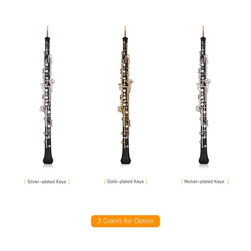 FAPAO Professional Oboe C Key Semi-Automatic Style Silver-Plated Keys Woodwind Instrument with Oboe Reed Gloves Leather Case Carry Bag Cloth Mini Screwdriver