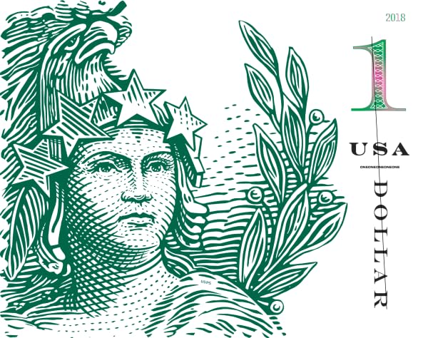 United States Postal Service $1 Statue of Freedom Stamp Sheet of 10 Green US Postage