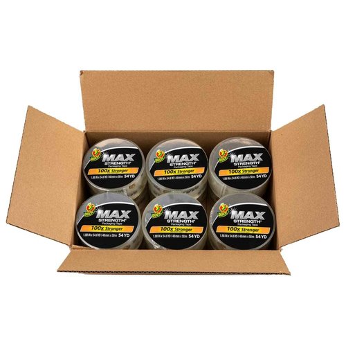 Duck Max Strength Clear Packing Tape Refills – 12 Rolls of Maximum Strength Heavy Duty Packaging Tape for Shipping & Moving Boxes - 3" Core - 1.88 Inch x 54.6 Yards - Clear (287734)