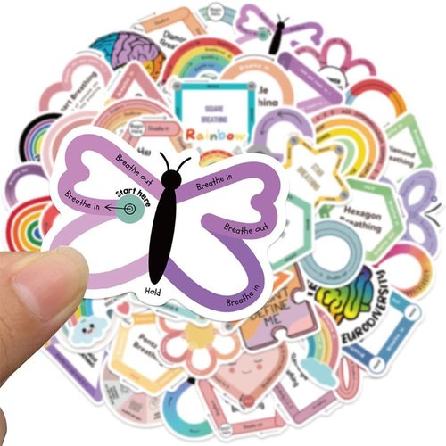 Skiennix 50Pcs Sensory Stickers - Waterproof Vinyl Decals for Bikes, Laptops & Water Bottles