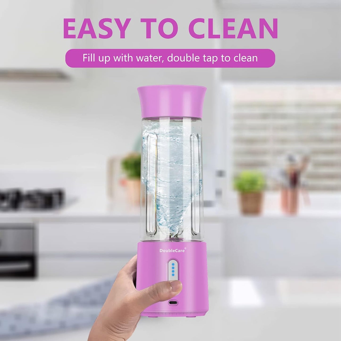 Skiennix Portable Blender - 500ml Electric Juicer for Smoothies & Shakes | USB Rechargeable, BPA-Free, Pink Purple