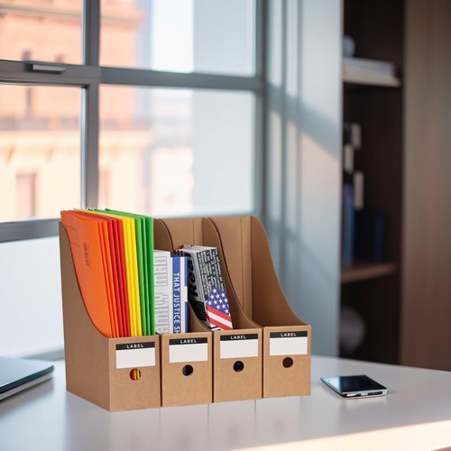 Xiepi Pipipaper Magazine File Holder (12 Pack, Brown) - Home & Office Magazine Storage with Label Stickers