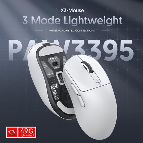 ATTACK SHARK X68 HE Wired Magnetic Keyboard with X3 Wireless Gaming Mouse Combos, 8KHz Rapid Trigger Keyboard, 0.01mm RT Accuracy, 49g Superlight Mouse, PAW3395, 26000 DPI - White Contours