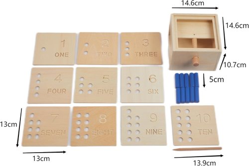 Adena Montessori Toys Wooden Counting Peg Game - Educational Toddler Toy for Early Math Skills | Learn 1-10