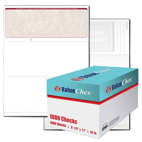 VersaCheck ValueChex - 1000 Blank Business Voucher Checks - Burgundy Classic - 1000 Sheets Form #1000 - Check on Top