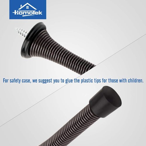 HOMOTEK 30 Pack Heavy Duty Oil Rubbed Bronze Spring Door Stops - Flexible Design with Rubber Bumper Tips