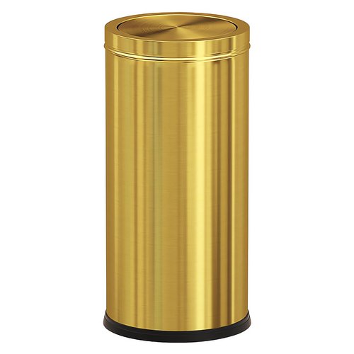 Huaqinglian Brushed Gold Kitchen Trash Can with Swing Lid 7.8Gallon,Stainess Steel Commercial Garbage Can Wastebaskets for Shopping mall,Hotel Lobby,Airport, Elevator Entrance Using(Gold, 7.8 Gallon)