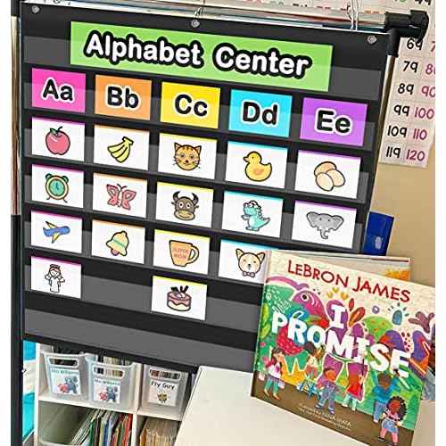 Eamay Standard Pocket Charts, Black Pocket Chart for Classroom,Teacher Supplies(28W*28L)