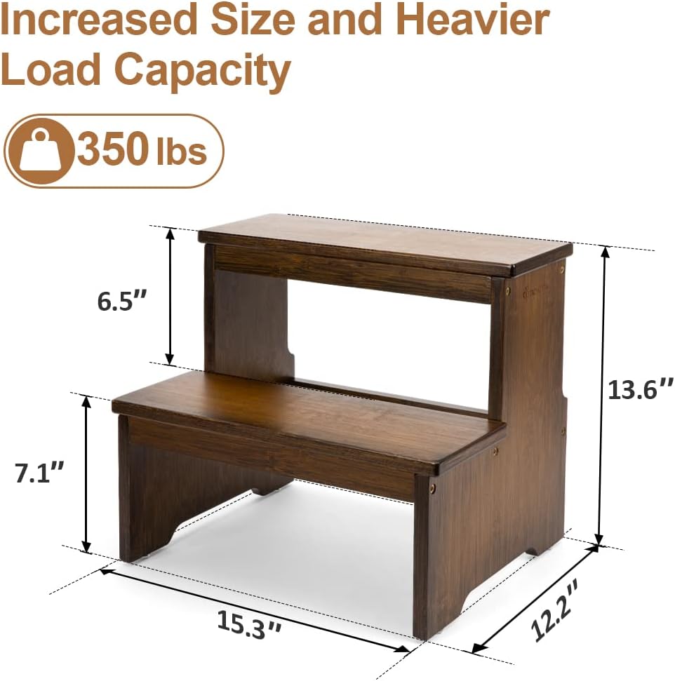 StrongTek Bamboo Step Stool - Heavy Duty Anti-Slip Design for Adults & Kids | 350 lbs Capacity