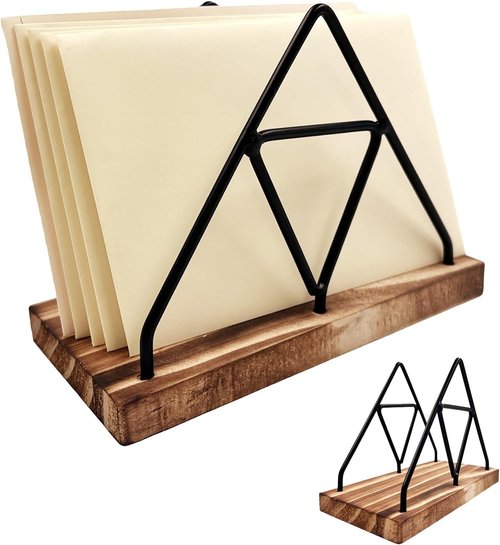 Daily Treasures Wooden Mail Organizer - Stylish Desktop Letter Holder for Home & Office