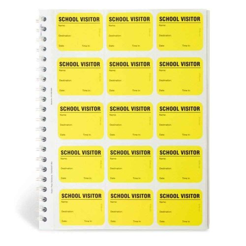 School Visitor Log Book, Spiral-Bound Visitor Badges, Guest Register Book, Carbon Copy - 225 Badges - Neon Yellow