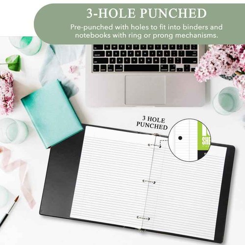 THREE LEAF 100 SHEETS WIDE RULED FILLER PAPER, PACK OF 36, LOOSE-LEAF SHEETS FOR SCHOOL AND OFFICE 100 CT. FILLER PAPER, NOTEBOOK PAPER