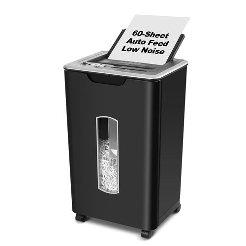 Wingwise Paper Shredder for Home Office, 60 Sheets Auto Feed, 55dB Super Quiet, P-4 Cross Cut, 2.4m/min High-Speed Shredding, 5.8 Gallon Bin, CD/Credit Card Shredder with Anti-Jam & Dual Modes