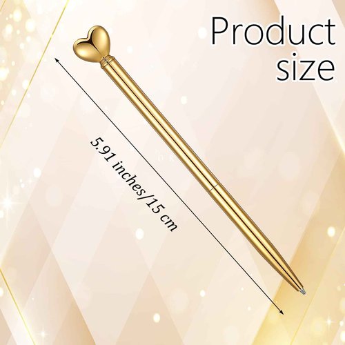 Wanmu 60 Pcs Heart Pens, Hearts Shaped Retractable Metal Cute Pens 1.0 mm Black Ink Novelty Pen Gold Slim Ballpoint for Valentine's Day Students Teachers Employees Gifts Office School Supplies