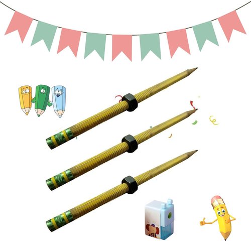 ADHD Fidget Pencil, Threaded Pencil Sleeve with Nuts'n Bolts for Kids and Adults, Sensory-Friendly Spiral Fidget Pencil for Focus and Anxiety Relief, Twist and Write Pencils for Quiet Fidgeting(3pcs)
