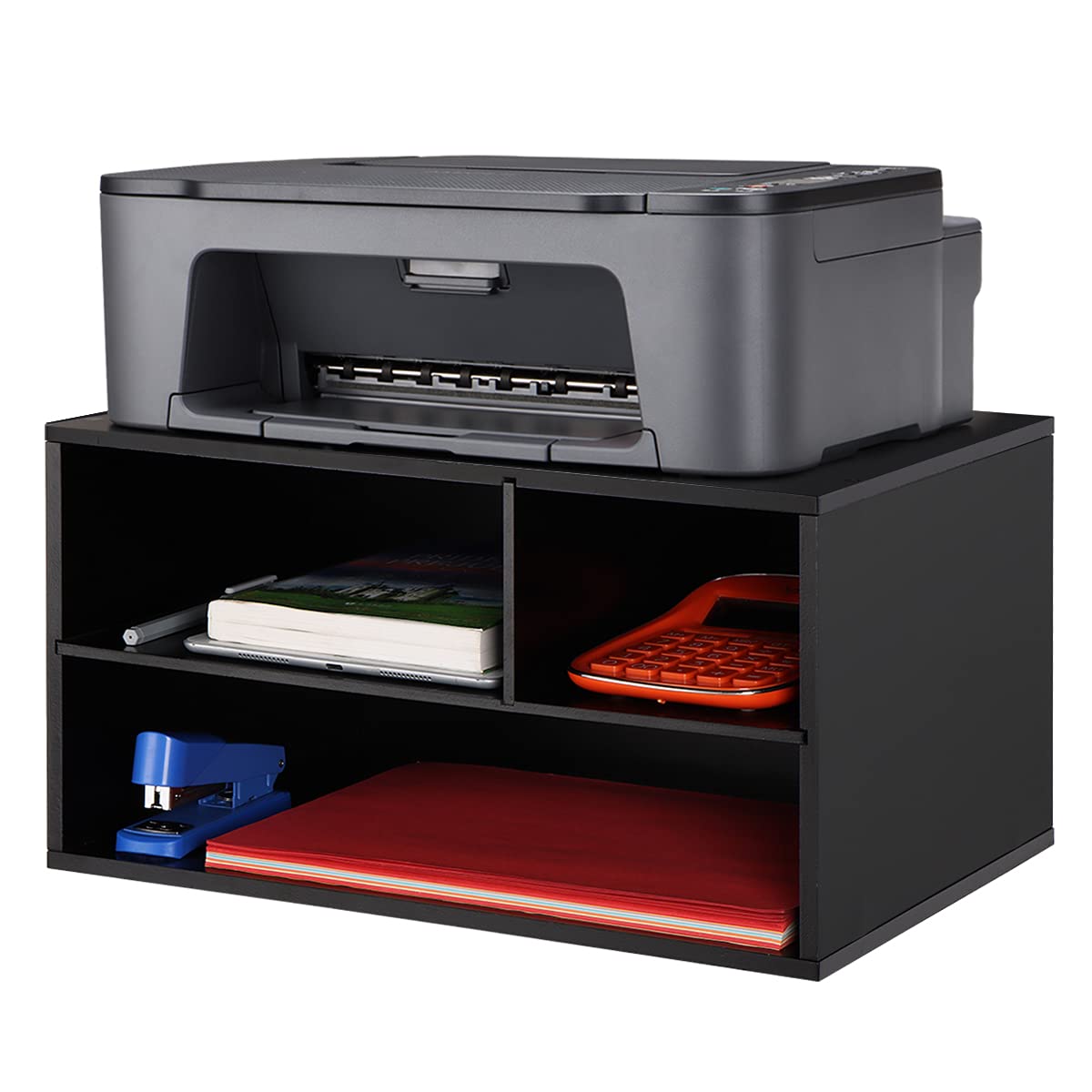EMERIT Printer Stand Shelf with Storage Wood Desk Paper Organzier for Home/Office,Printer Riser, 2 Tire
