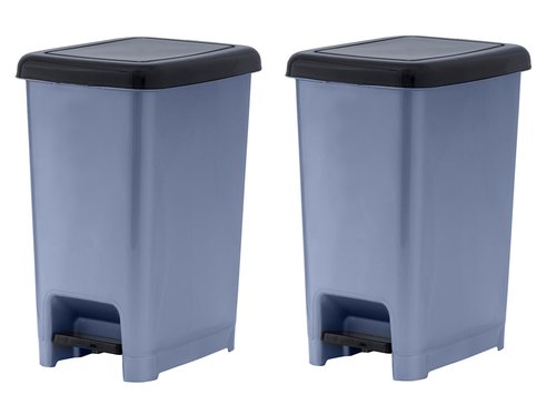 Superio Slim Trash Can with Foot Pedal – 2.5 Gallon Step-On Trash Can with Lid, Small Plastic Mini Garbage Can, for Bathroom, Kitchen, Office, Under Desk, Bedroom, Dorm – Grey/Black (2)