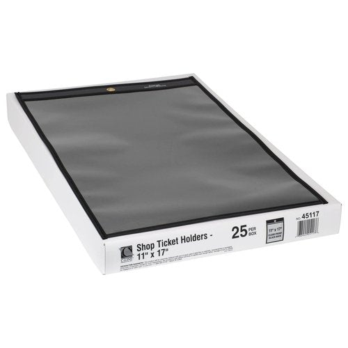 C-Line Stitched Shop Ticket Holders, Black, Clear, 11 x 17-Inch