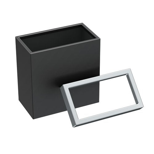 Gatco Modern Rectangle Wastebasket, Matte Black and Chrome Combo - Stainless Steel Trash Can with Removable Lid, Leakproof, 3 Gallon Capacity for Bathroom, Bedroom, Kitchen, or Office