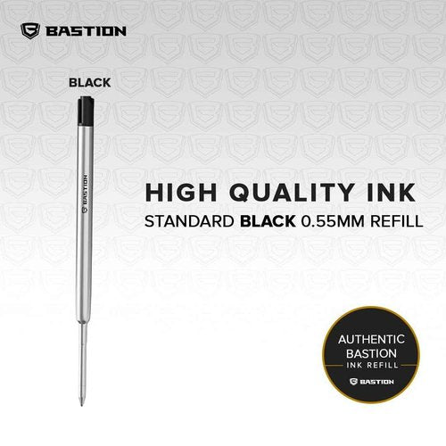 BASTION Bolt Action Pen | Carbon Fiber and Stainless Steel | Extra Black Ink Cartridge Fine Point (0.5mm) For Women and Men Gift Ballpoint Pen Combo 1 Standard Ink Refill