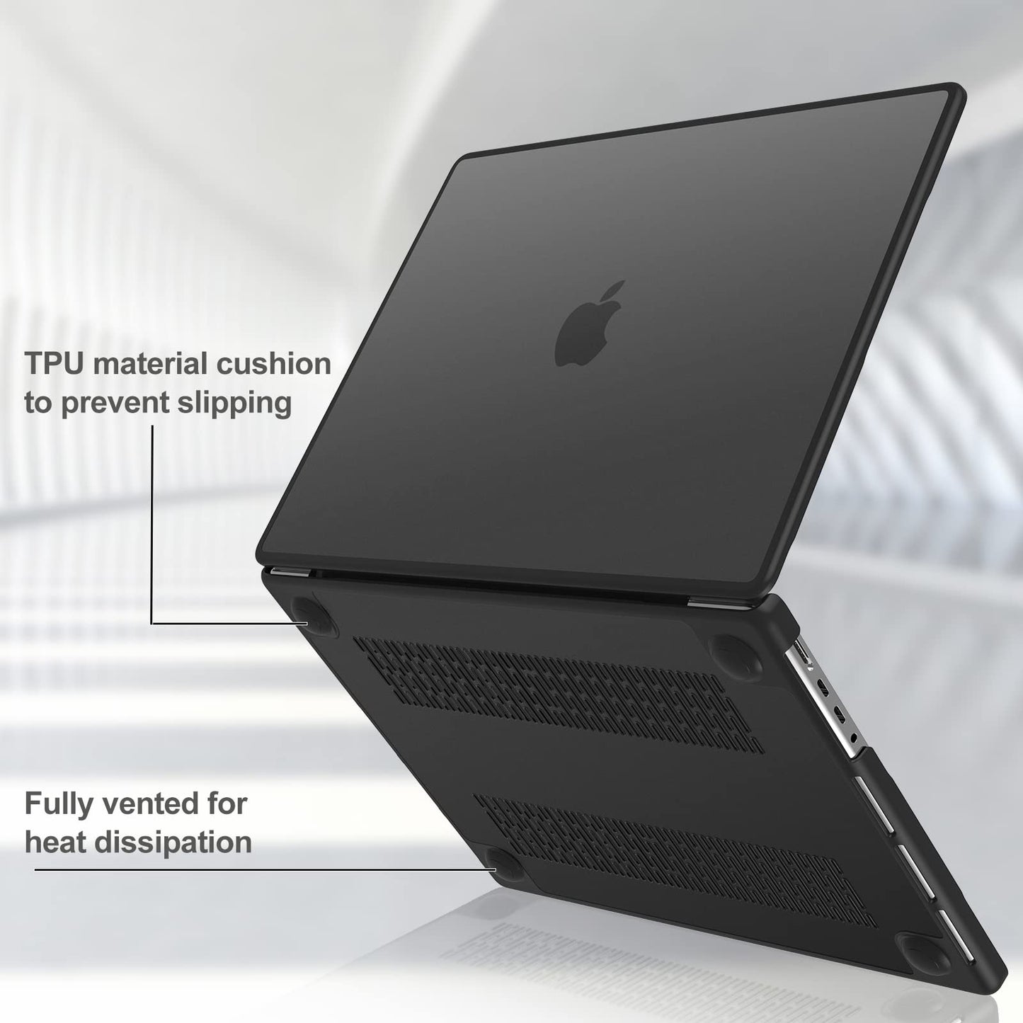 ProCase for MacBook Pro 16 Inch 2026 2025-2021 M5 M4 M3 M2 M1 Pro/Max, Translucent Hard Shell Shockproof Cover for MacBook Pro 16.2" -Black
