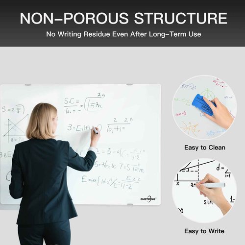 CMCTOTNG Wall-Mounted Magnetic Tempered Glass White Board Frameless Dry Erase Board Wall Mounted Ideal for Office Classroom School Kitchen and Home，Durable Whiteboard Frameless (24''X18'')