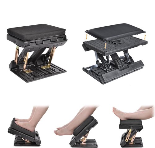 Scalebeard Foot Rest for Under Desk at Work 4-Level Height Adjustable,Ergonomic Foldable Footrest with Replaceable and Washable Cover for Office, Gaming,Computer, Soft & Removable Pad Desk Foot Stool
