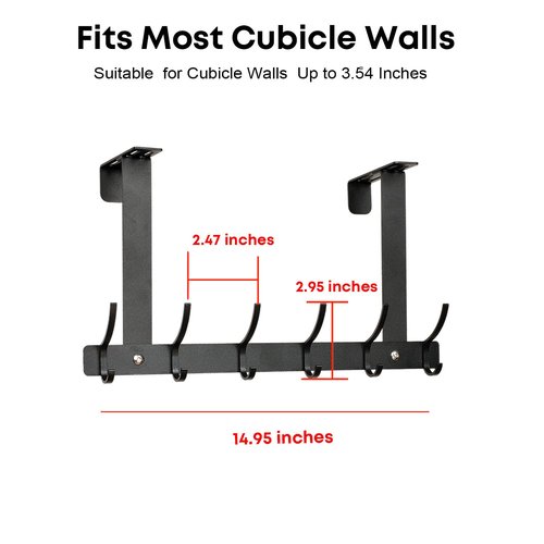 onsogi Adjustale Cubicle Hook for Thick Work Cube Wall Panel Over Cubicle Fabric Wall Hanger Accessories for Office, 12 Hooks,1 Pack, Black