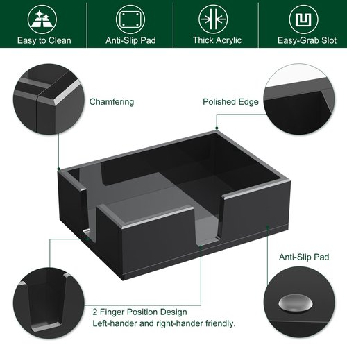 BOSSCASA Acrylic Sticky Note Holder, Self-Stick Note Pad Holder W/O Pads - Note Dispenser Memo Pad Holder Desk Organizer for School Office Home (4''x6'' Black)